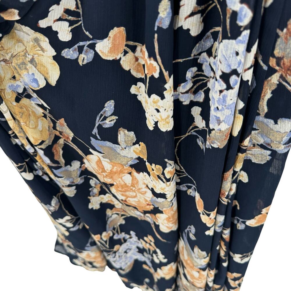 Black Label LRL Floral print Halter neckline sleeveless Belted Gown - Picture 7 of 14